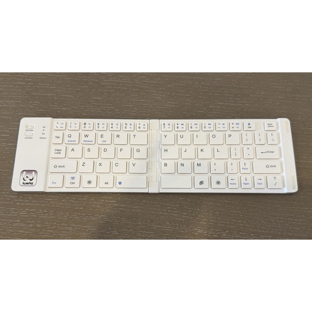 iWerkz Universal Foldable Bluetooth Keyboard White Silver with Mobile Holder